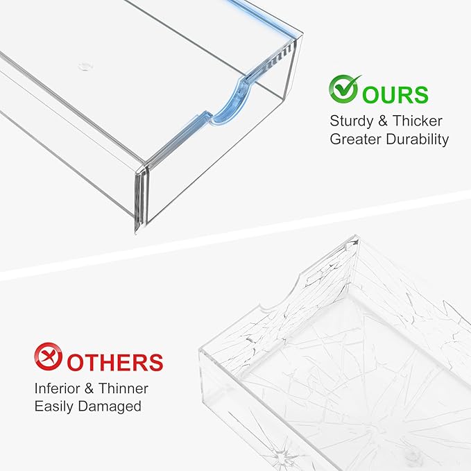 Acrylic Drawer Organizer with 10 Drawers, 2 Set Craft Organizers and Storage, Clear Storage Drawers, Desk Drawer Organizer for Vanity, Office Supplies, Jewelry, Pen