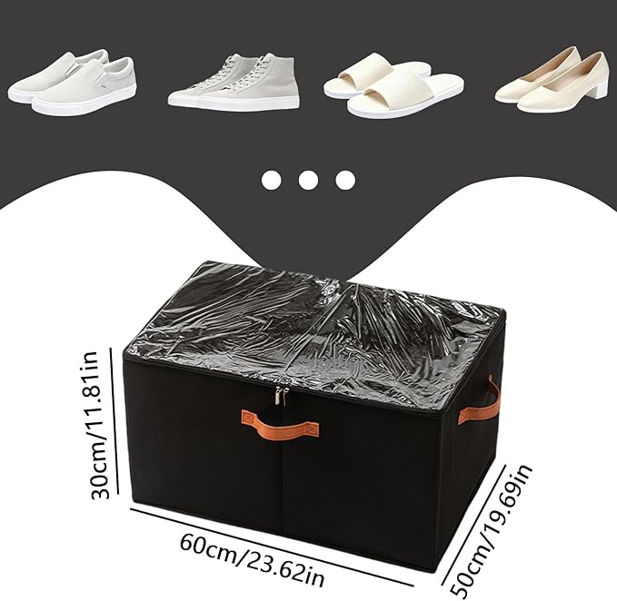 SLDYH Shoe Organizer for Closet, Tidy Up and Organize, Shoe Storage Easy to Store and Search, 12-20 Grid Fabric Shoe Box with Clear Cover (Black, 20 Grids)