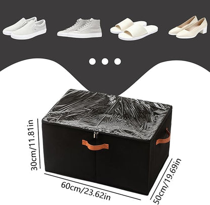 SLDYH Shoe Organizer for Closet, Tidy Up and Organize, Shoe Storage Easy to Store and Search, 12-20 Grid Fabric Shoe Box with Clear Cover (Black, 20 Grids)