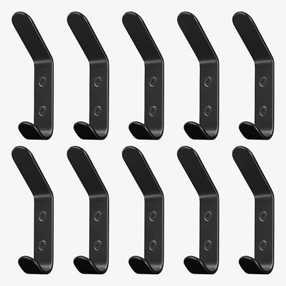 Homeforia Wall Coat Hook Rack - Set of 10 - Black Metal Hooks for Hanging Coats - Hat Hooks - Hat Hangers for Wall