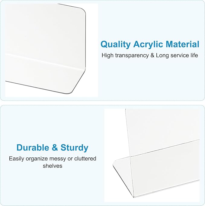 PATIKIL 12 Pack Shelf Dividers for Closet Organization, 11x1.57x3.9 Acrylic Closets Separator Kitchen Cabinet Shelves Under Bed Blocker for Bedroom Kitchen Office, Clear