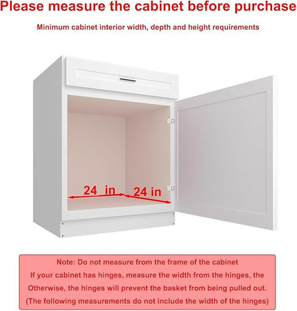 Wooden Pull out Cabinet Organizer 23" W x 21" D x 3.35" H, Heavy Duty Slide Out Drawers Pull-Out Home Organizers for Kitchen Cabinets