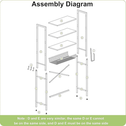 Kalrin Over-The-Toilet Storage Rack, 4-Tier Bathroom Organizer Shelf Over Toilet with Adjustable Shelf and Basket, Freestanding Space Saver Bathroom Shelves Above Toilet for Room (Vintage Brown)