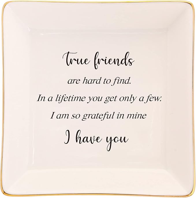RUIMIC True Friend Gifts For Female-Ceramic Ring Trinket Dish, Jewelry Tray-Birthday Gifts For Good Friends Soul Sister Bestie BFF-Best Friends Gifts For Women Her