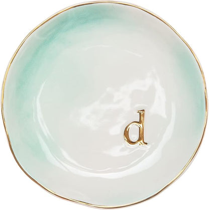 COLLECTIVE HOME - Ceramic Jewelry Tray, Decorative Trinket Dish for Rings Earrings Necklaces Bracelet Watch Keys, Birthday Mother's Day Christmas Gift for Women, 4.75", Colored Surface (D)