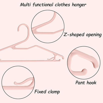 Plastic Blouse Hangers for Women, Short Neck Hangers for Closet, Z-Shape Shirt Hanger 16.5", Cute Clothes Hanger for Adults Suit, Hoody, Coat, Jacket, Dress, Percha Pink 20pcs