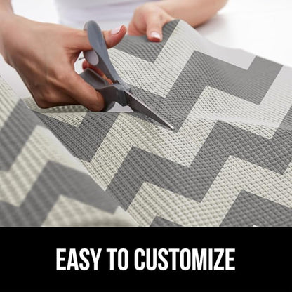 GORILLA GRIP powerGRIP Drawer Shelf and Cabinet Liner, Thick Strong Hold, Non-Adhesive Liners Protect Kitchen Cabinets and Cupboard, Bathroom Drawers, Easy Install, Breathable Mat, 12" x30', Chevron