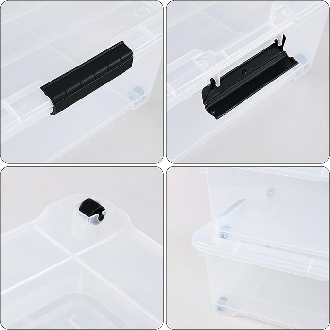 Bringer 4-Packs Under Bed Storage Bins, 25 L Plastic Closet Organizers and Clothes Storage Boxes with Wheels