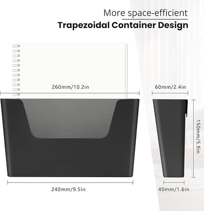 YOHOM No Drilling File Holder Wall Mails Magazines Organizer Adhesive Door Mount, Single Pocket, (White 1) (BLACK, 5 PCS)