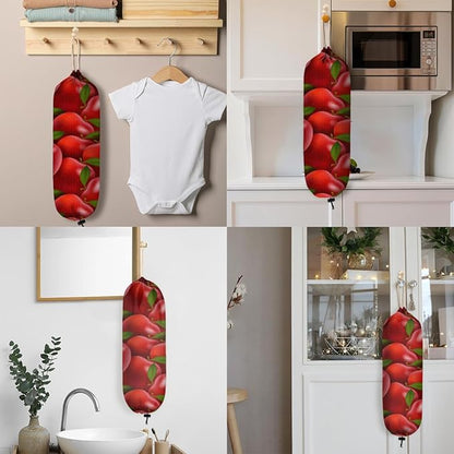 Apples Fruits Plastic Bag Holder - Garbage Shopping Trash Bags Carrier Organizer Dispenser Grocery Bag Storage Holder for Kitchen Closet Pantry Laundry