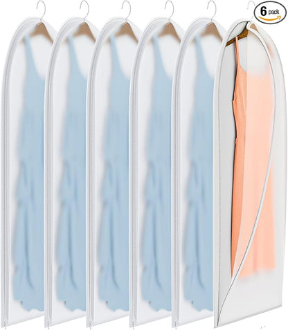 Clear Garment Bags for Hanging Clothes,48in Dress Clothing Suit Bags Coat for Sweater Closet Storage Dress Hanging Garment Translucent Clothes Covers Protecting Dusts(6-Pack)
