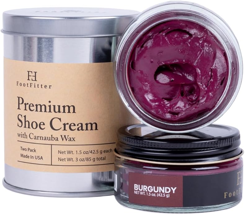 FootFitter Shoe Polish Cream with Carnauba Wax, Restores Leather, Adds Shine & Color to Boots & Shoes (Made in USA) Two Pack