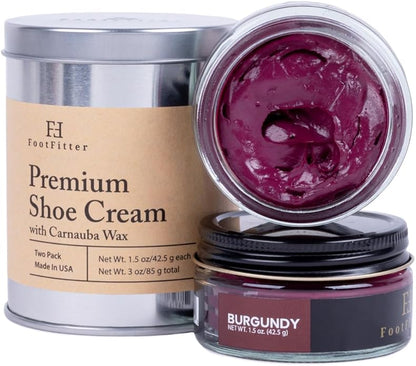 FootFitter Shoe Polish Cream with Carnauba Wax, Restores Leather, Adds Shine & Color to Boots & Shoes (Made in USA) Two Pack