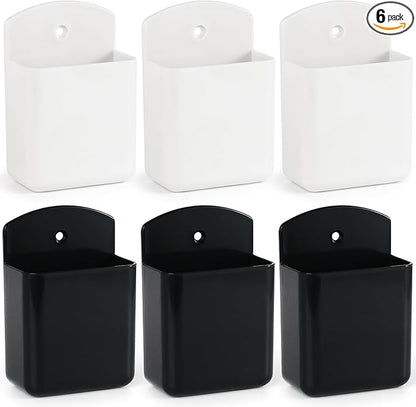 6 Pcs Remote Control Holder Wall Mount, TV Remote Holder, Self Adhesive Controller Holder, Wall Pen Holder Storage Accessories for Home Office School (3 White, 3 Black)