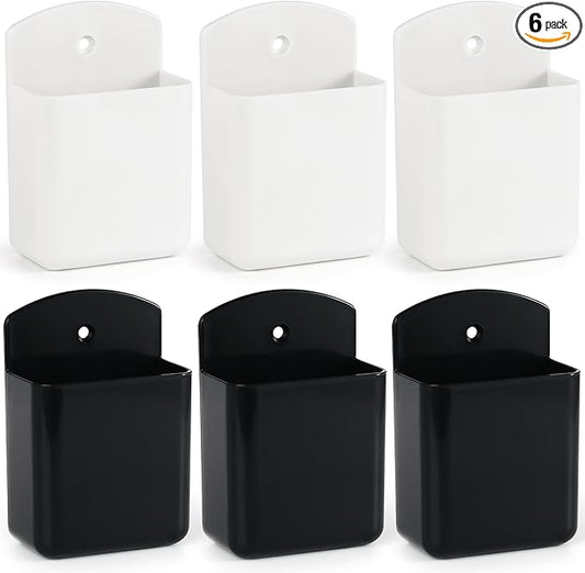 6 Pcs Remote Control Holder Wall Mount, TV Remote Holder, Self Adhesive Controller Holder, Wall Pen Holder Storage Accessories for Home Office School (3 White, 3 Black)