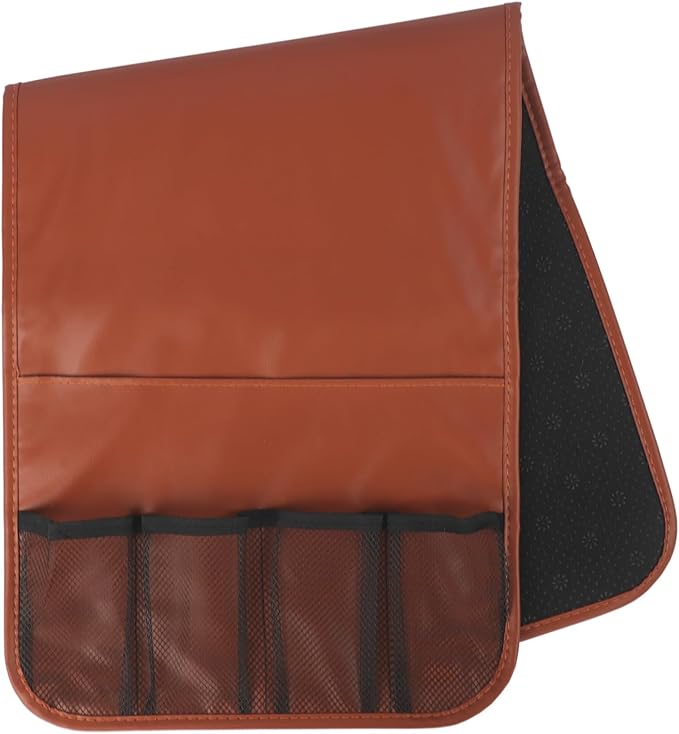 IPENNY No-Slip PU Leather Sofa Armrest Organizer, Remote Control Holder Arm Chair Beside Storage Bag for Recliner Couch with 5 Pockets for Tablet, Magazines, Phone (Brown)