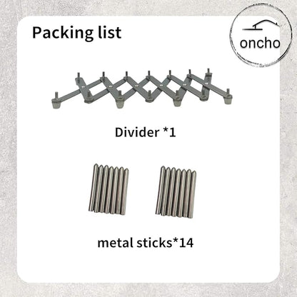 oncho Dish and Lid Drying Storage, Stainless Steel, 6 Adjustable Compartments for Kitchen Cabinets - Expandable, Adjustable and Minimalist Design (14.5x10 cm, Silver)
