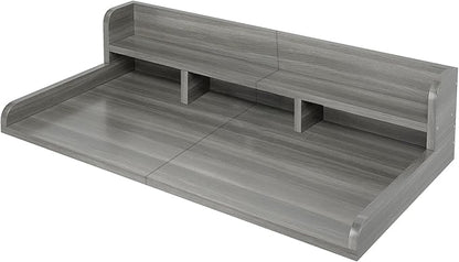 Washer Dryer Countertop, Laundry Wood Shelf Topper with Edge, 2-Tier Laundry Countertop, for Washer and Dryer Laundry Hamper Counter Storage Organization (Grey)