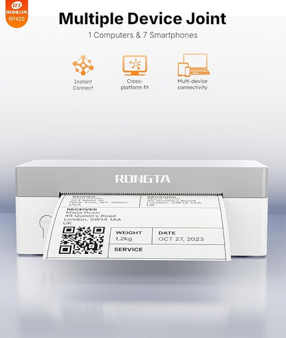 Rongta Shipping Thermal Label Printer, Bluetooth 4x6 Sticker Label Maker Wireless Shipping Label Printer for Package Small Business Compatible with Windows macOS Android iOS