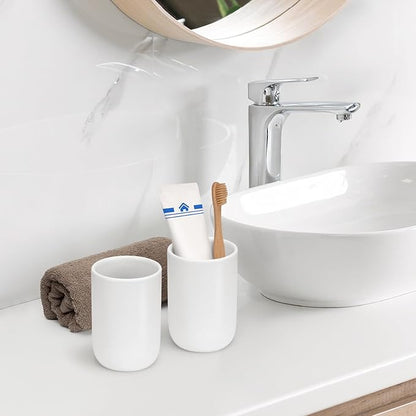 UHEY HOME Bathroom Tumbler Cup Ceramic 12.6oz Reusable Toothbrush Cup 375ml,Toothbrush Holder Adequate for Your Bathroom (White)