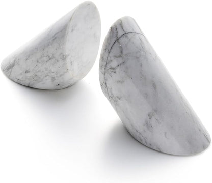 Fox Run 100% Natural Polished Marble Bookends, White, Set of 2, Angled