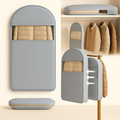 Space Saving Hanging Garment Bag with Self Compression Zipper, Suit Cover Bags, Heavy Duty Jackets & Parkas Storage, Dust Cover, Closet Organizer for Storage (Gray,M)