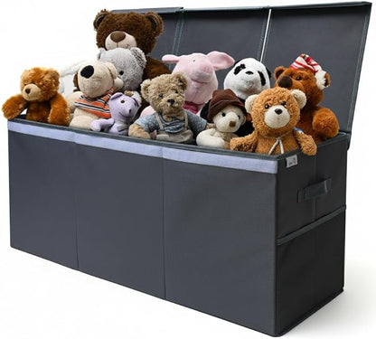 Extra Large Toy Storage Organizer with Lid - Sturdy, Collapsible Toy Chest Storage Box Design - Toys Bin with Dividers for Kids, Nursery, Bedroom, Playroom 37"x16"x14"