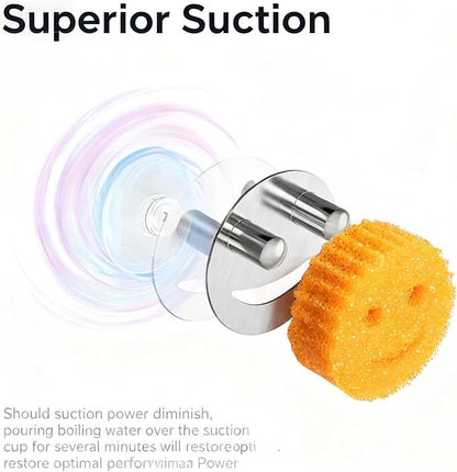 Yoshiky Stainless Steel Smiley Face Dish Sponge Holder, Silver Sink Caddy Organizer Storage with Suction Cup for Kitchen, Kitchen Sink Accessories Decor Scrubber Holder with Gift Box