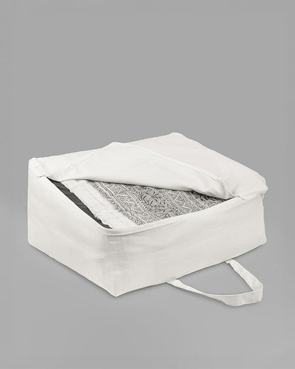 Forever Cotton Storage Bag with Handles for Beddings, Comforters, Blankets, Linens -Underbed/WardrobeThick Soft Breathable Closet Organizer Bag (Large (21"X15"X10"), Off-White)
