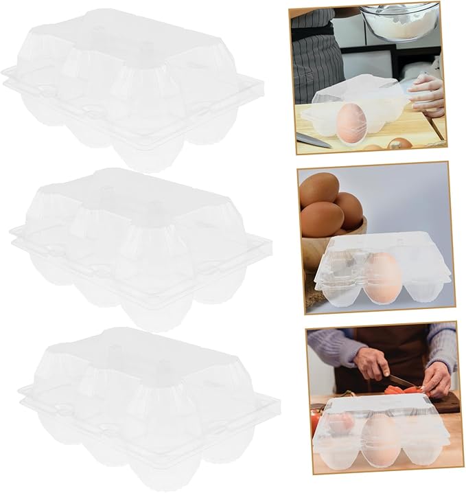 6pcs Goose Egg Packaging Box Egg Storage Bin Half Dozen Cartons Easter Cartons Fresh s Pulp Container Pulp Flat Refrigerator Organizer Pvc Transparent
