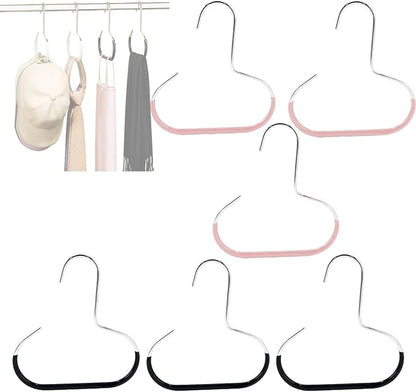 Durable Steel Hangers Maximize Closet Space with Versatile Storage, Hat Organizer Durable Stainless Steel, Durable Steels Hangers for Caps, Ties, Scarves, Clothes (Mixed,6 pcs)
