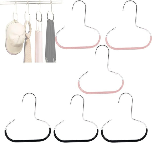Durable Steel Hangers Maximize Closet Space with Versatile Storage, Hat Organizer Durable Stainless Steel, Durable Steels Hangers for Caps, Ties, Scarves, Clothes (Mixed,6 pcs)