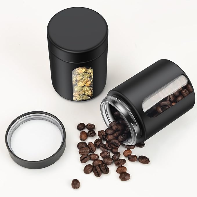 Glass Storage Jar (4 oz), 2 Pack Premium Smell Proof Visual Container with Child Resistant Cap, Small Waterproof Bottle Multipurpose Container for Coffee Teas Herbs Spices(120ml)