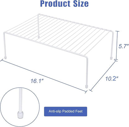 Set of 2 Large (16.1 x 10.2 Inch) Cabinet Storage Shelf Rack, Shelves，Kitchen Counter and Cabinet Shelf, Storage Rack Organizer for Kitchen, Bathroom Cupboard (White)