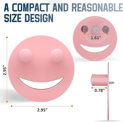 Yoshiky Stainless Steel Smiley Face Sponge Holder, Silver Sink Caddy Organizer Storage with Suction Cup for Kitchen, Kitchen Accessories Decor Scrubber-Pink