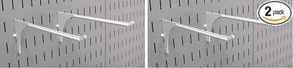 Wall Control Pegboard 9in Reach Extended Slotted Hook Pair - Slotted Metal Pegboard Hooks Pegboard and Slotted Tool Board – White (Pack of 2)