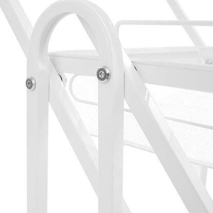 3 Tier Adjustable Storage Carts, Movable Utility Cart, Metal Rolling Cart, Multi-Functional Storage Trolley w/Wheels, Storage Shelves for Kitchen/Bathroom/Bedroom/Office (White)