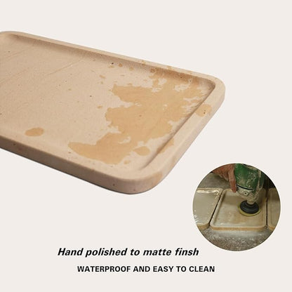 CasaCouture Limetsone Absorbent Vanity Tray for Bathroom Counter-12 X7 Decorative Tray for Perfume, Candles, Stone Jewelry Dish Tray