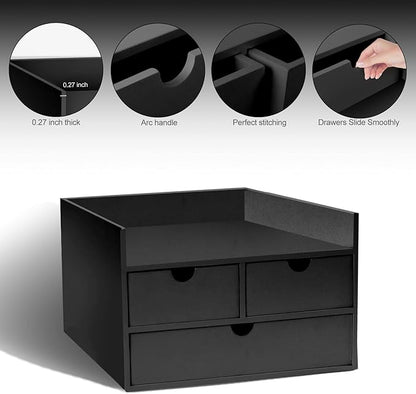 Desk Organizer with Drawers Countertop Drawer Organizer Drawers for Desk Top Home Office Workspace Bathroom Toiletries Supplies (black with shelf)