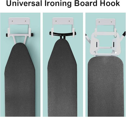 Ironing Board Hanger Wall Mount Ironing Board Holder Organizer Wall Rack for Laundry Rooms Storage Rack Hanging Shelf Hanger (White)