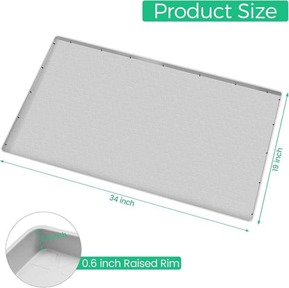 TRZZ Silicone Waterproof Under Sink Mat 34" x 19", Drip Tray and Cabinet Liner for Kitchen and Bathroom, Prevents Water Damage and Organizes Cabinets (Light Grey)