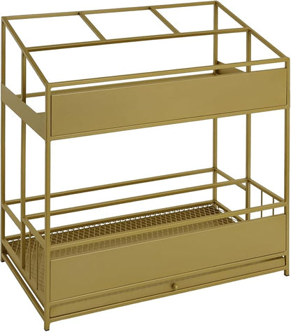 Commercial Metal Umbrella Holder Umbrella Stand with Drip Tray Entrance Umbrella Organizer Large Capacity Umbrella Rack for Home, Office, Apartment, Hotel (Gold, 26.8 * 12.6 * 27.6in)