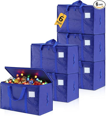 Moving Bags Heavy Duty Extra Large, Moving Boxes, Moving Supplies Essentials, Blue Storage Bins with Lids, Plastic Packing Totes, Storage Bags for Clothes with Handles & Zippers(Blue, 6 Pack)
