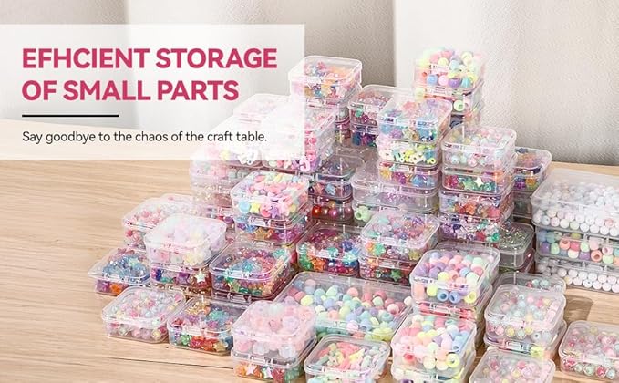 VTG Bead Organizer Box, 56 Pcs Small Plastic Containers with Lids and 3-Tier Stackable Storage Box, Clear Organizers for Jewelry Toys Craft Storage