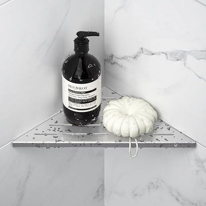 Bernkot Corner Shower Shelf 10" Brushed 304 Stainless Steel Slot Design Recessed Corner Shelf Bathroom Grout in Shelf for Tiled Wall