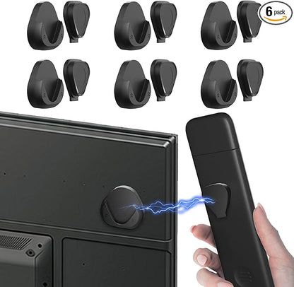 JUMEIHUI Magnetic Remote Control Holder Wall Mount, [Upgraded with Adhesion Promoter] TV Remote Holder Organizer for Bed Headboard & Nightstand, No Drill Sticky Remote Caddy for Roku (Black, 6 Pack)