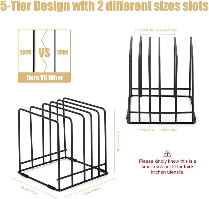 Mythco Kitchen Cabinet Cutting Board Organizer, Cookie Sheet Storage Rack,Cabinet Dividers Holder with 5 Slots for Baking Pan Tray Organizer (1 PC)