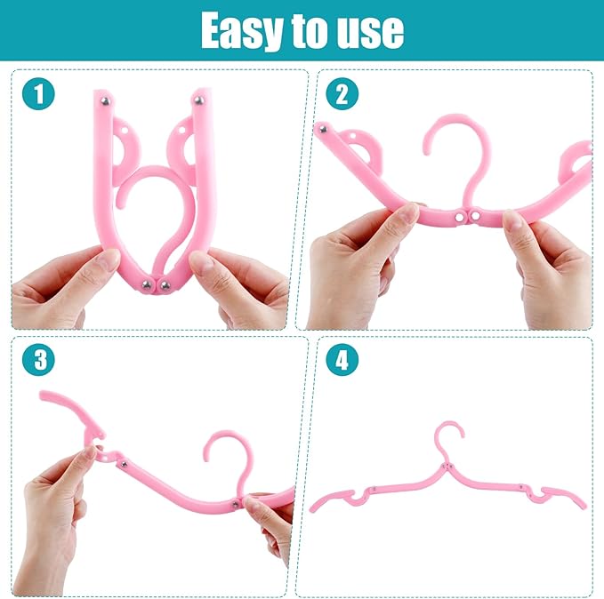 10 Pcs Travel Hangers,Portable Folding Clothes Hangers,Non-Slip Folding Hanger,Foldable Hanger Lightweight Travel Accessories,Foldable Clothes Drying Rack for Traveling Camping(5 Colors)
