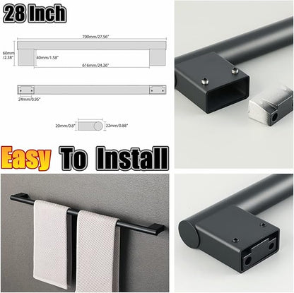 Alise Bath Towel Bars,Black Towel Holder Towel Racks for Bathroom and Lavatory,SUS304 Stainless Steel Hand Towel Hanger Towel Rail Wall Mount,GNM2070-B,28 Inch