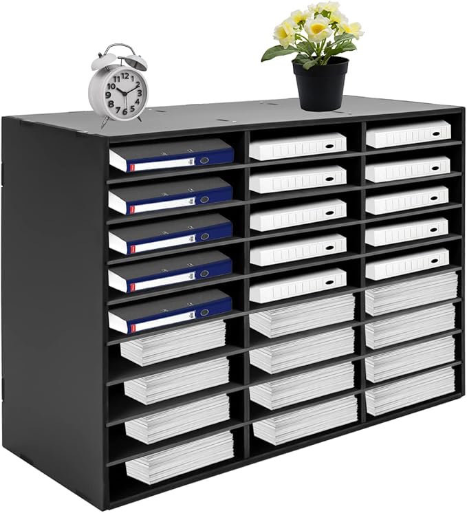 Gdrasuya10 27 Compartments Literature Organizer Adjustable File Sorter Organizer Desktop Document Storage Shelves Classroom Mailbox Office Paper Storage Holder Literature Sorter Cabinet